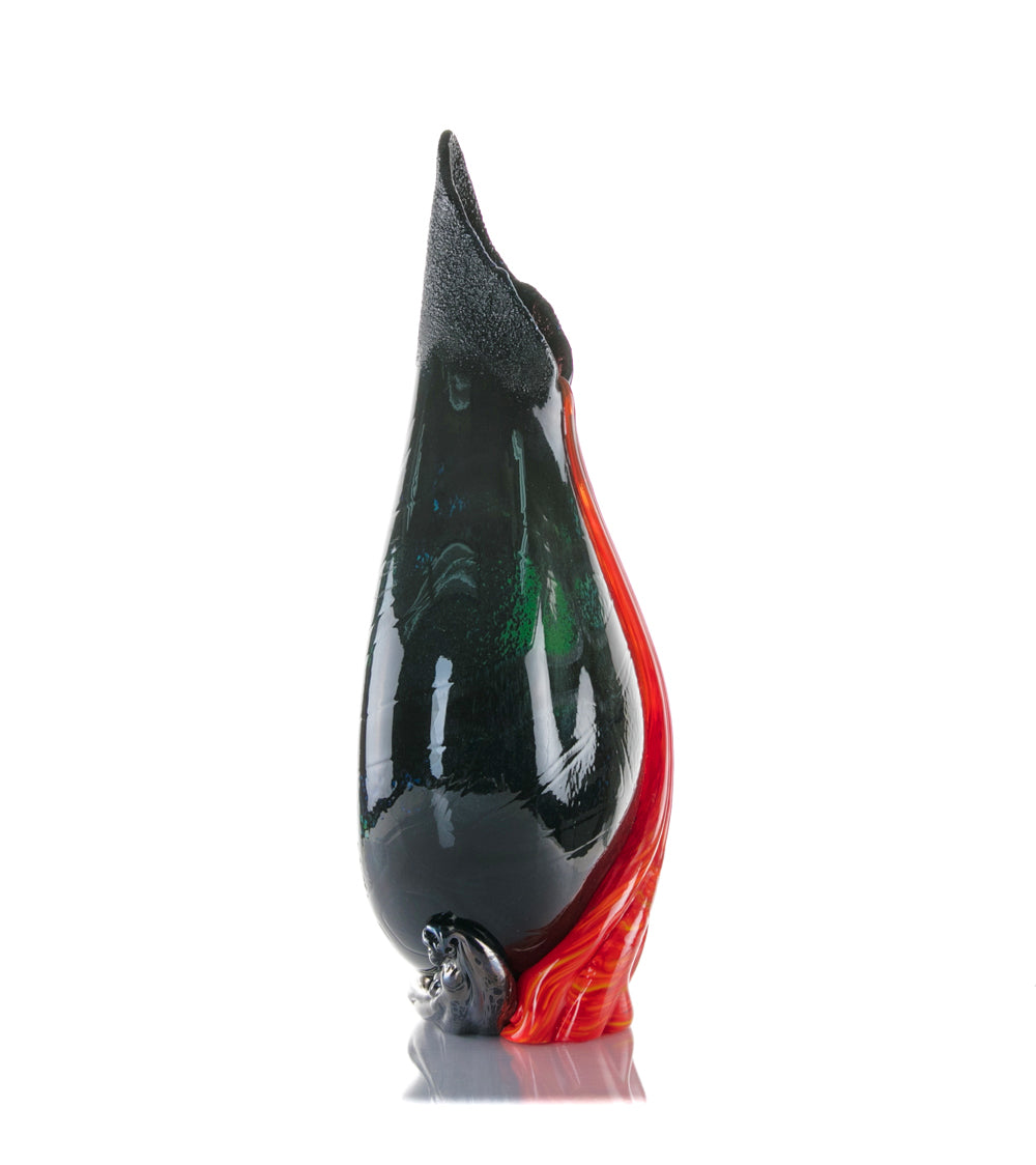 Daniel Moe Black Lava Trail 2 Glass Vessel - Modern Home Decor for Living Room, Office & Wedding Centerpieces