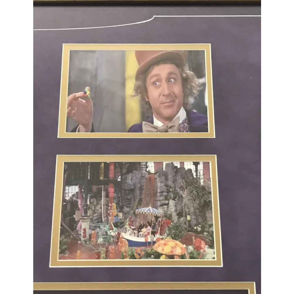 Gene Wilder Willy Wonka Kids Signed Golden Ticket 8x10 Framed Collage with PSA COA - Perfect for Movie Memorabilia Collectors and Charlie and the Chocolate Factory Fans