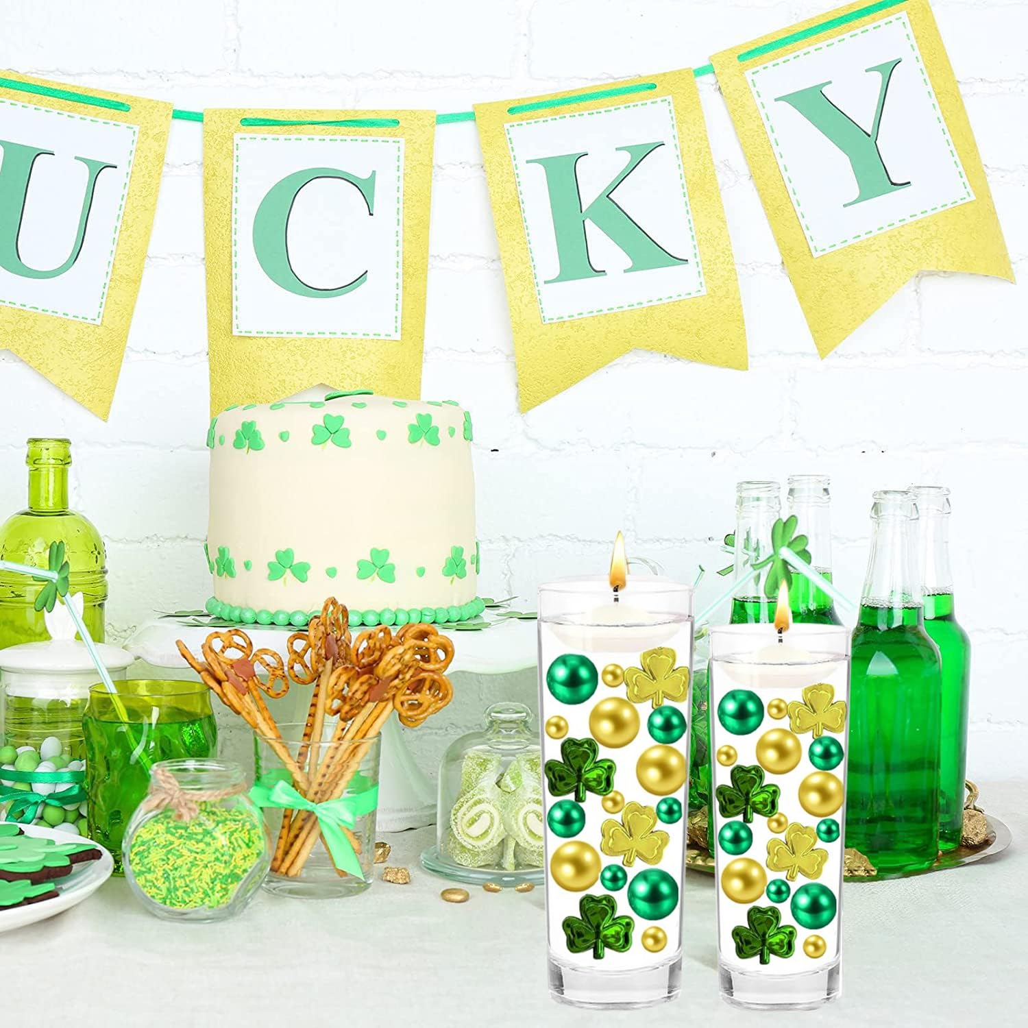 76 Pieces St. Patrick's Day Vase Fillers - Green Shamrock Decorations for Centerpieces, Party Table Decorations, Irish Festival & Home Decor - Perfect for St. Patrick's Day Parties, Weddings & Spring Celebrations