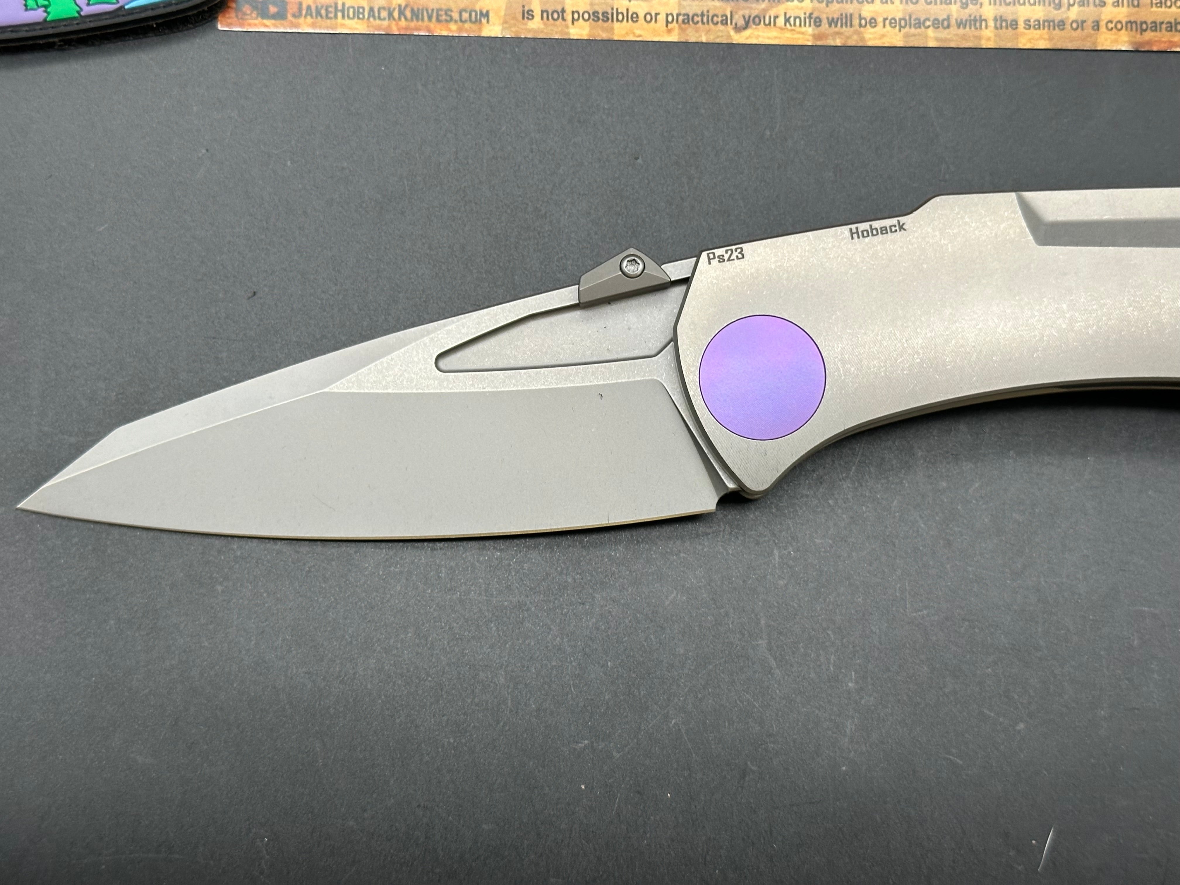 Jake Hoback Summit Frame Lock Folding Knife - Titanium Handle with Purple Accents (4.25