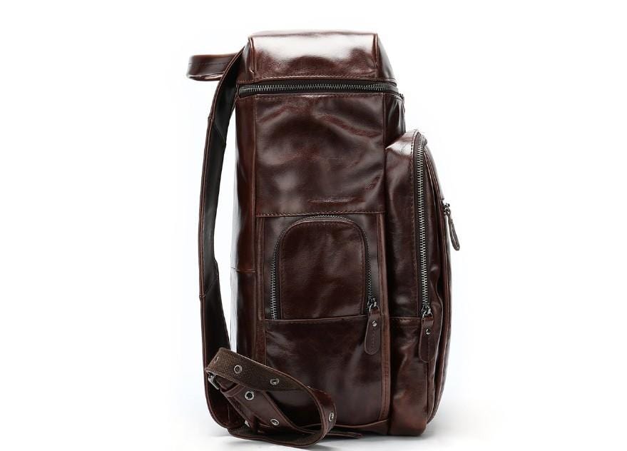 Premium Men's Brown Leather Backpack - Stylish & Durable Travel Laptop Bag for Work, Business & College - Perfect for Commuting & Everyday Use