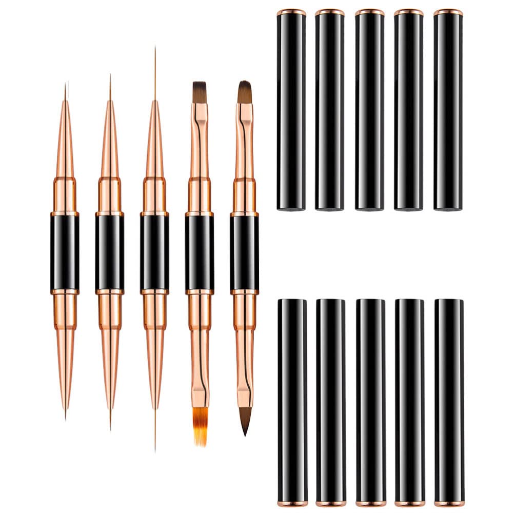 FRCOLOR 5Pcs Nail Art Liner Brushes Set - Professional Nail Drawing Pens for Precise Designs - Portable Nail Accessories Kit for Salon & Home Manicure - Perfect for Gel, Acrylic & DIY Nail Art