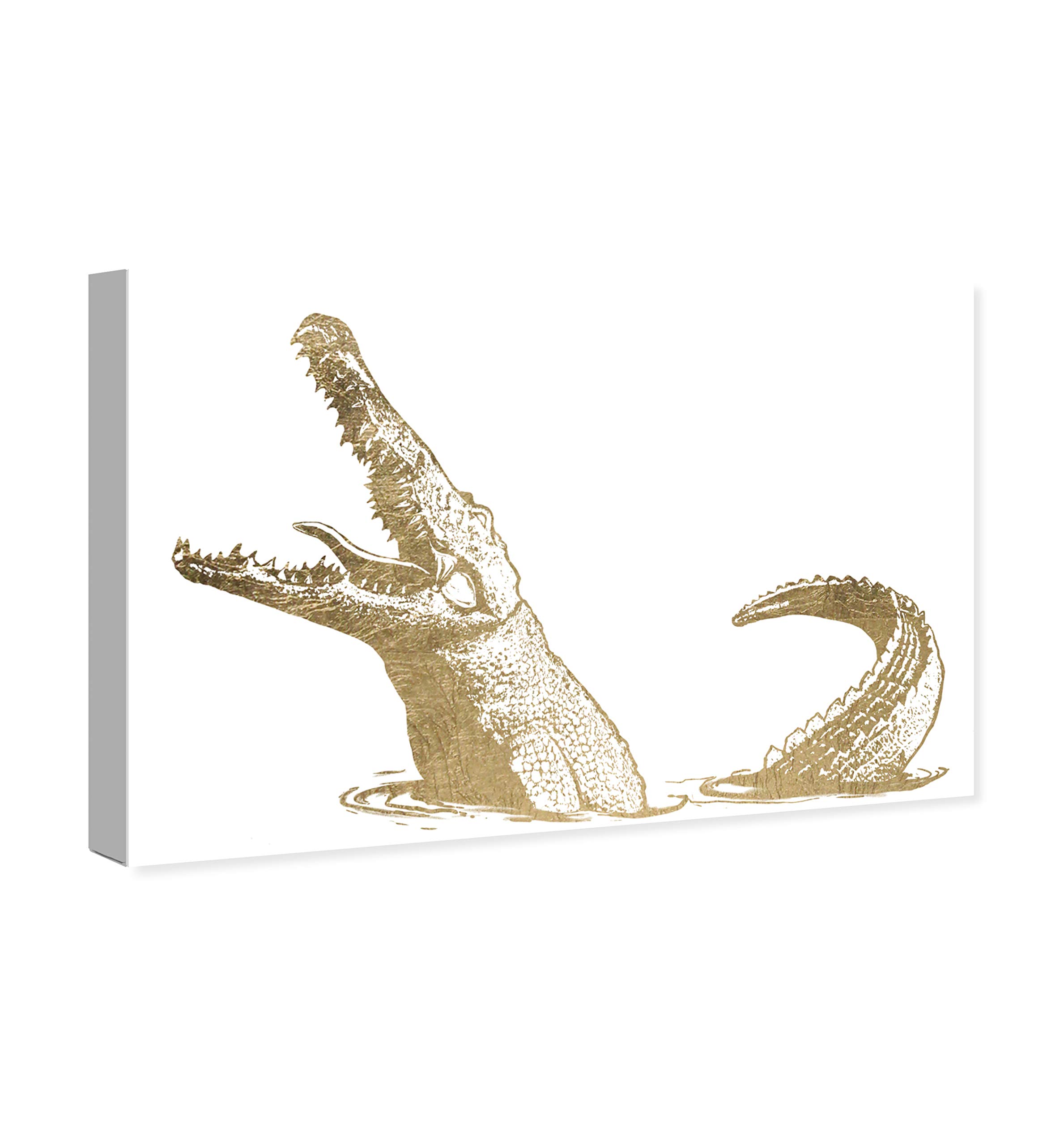 Aurea Croc Gold & White Animal Wall Art Canvas Print by Oliver Gal – 24