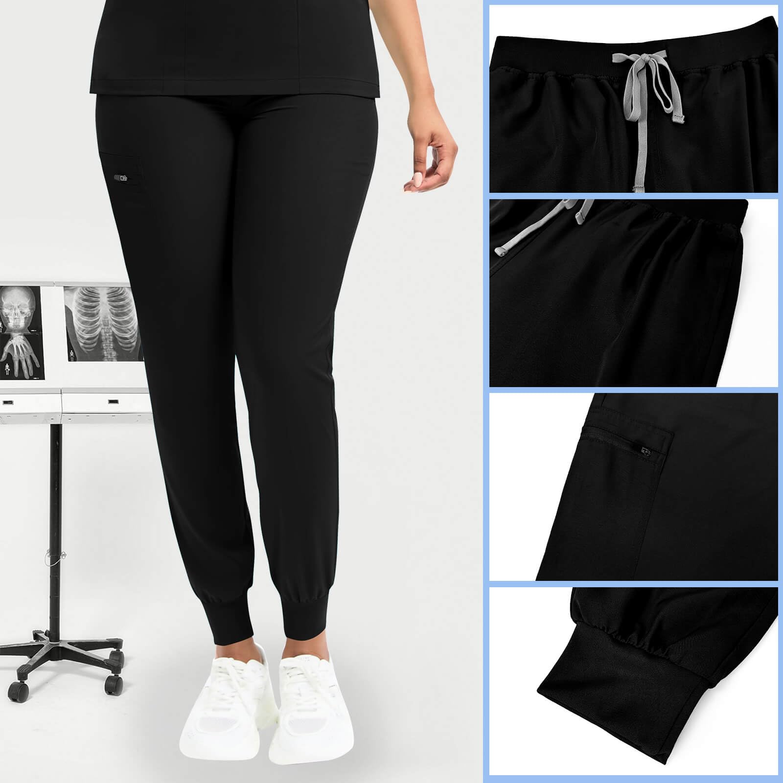 VIAOLI Women's Classic V-Neck Scrub Top & Yoga Jogger Pants Set - Comfortable Medical Uniform for Nurses, Doctors & Healthcare Professionals - Perfect for Hospital Shifts, Clinics & Healthcare Work Environments