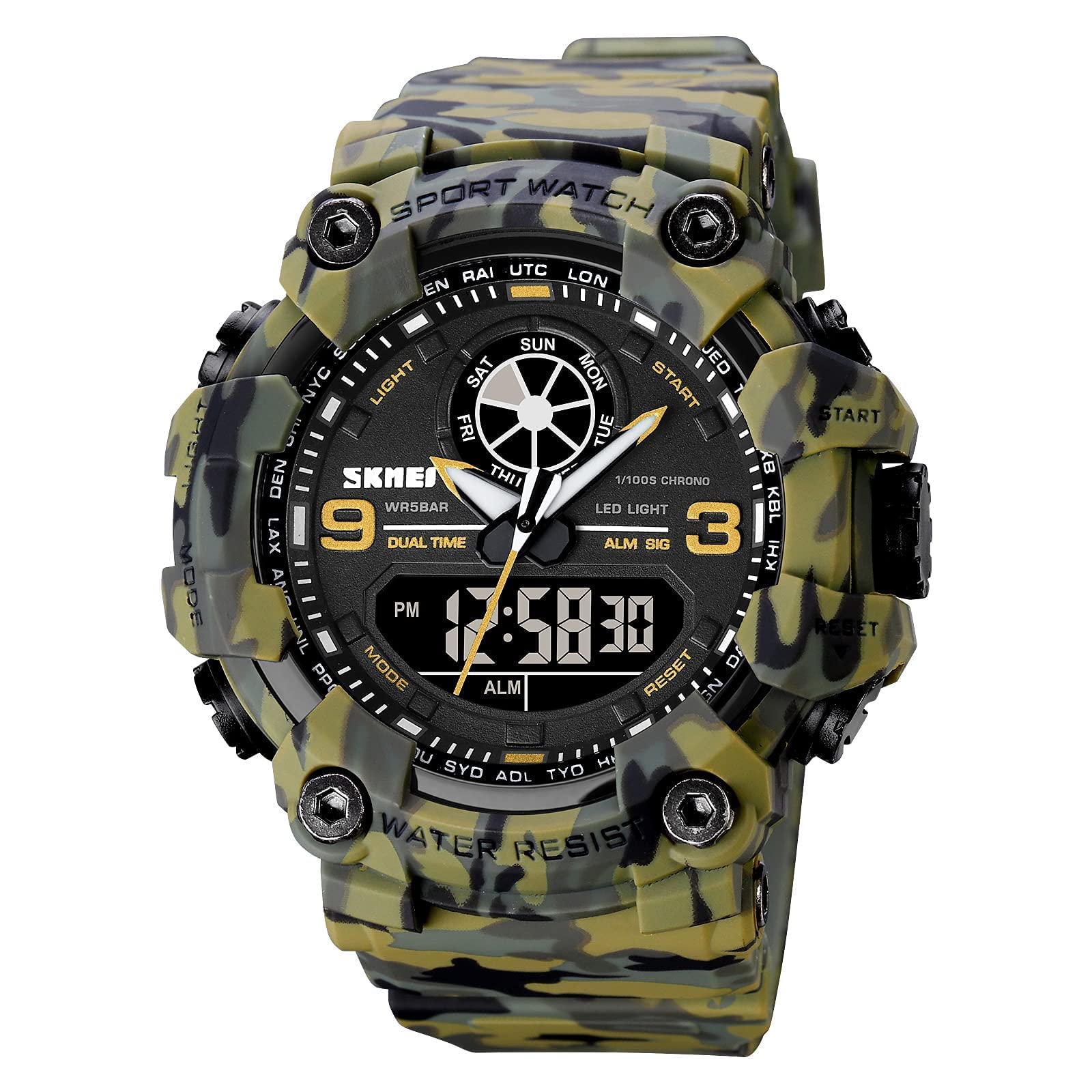 CAKCity Military Tactical Watch for Men - Waterproof Outdoor Sports Analog Digital Dual Display Wristwatch - Perfect for Hiking, Running, Camping & Adventure Activities