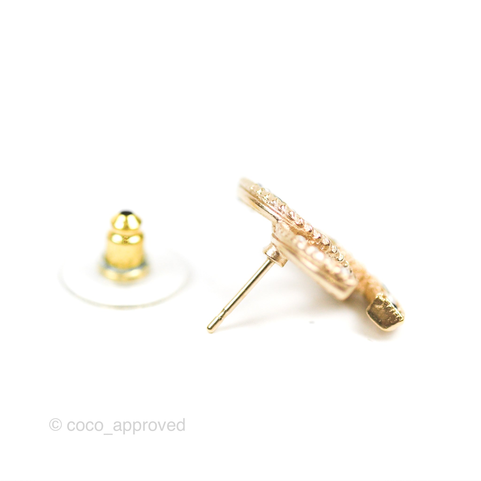 Chanel CC Pearl Earrings in Gold Tone - Classic Luxury Pearl Stud Earrings for Women | Perfect for Weddings, Parties & Special Occasions