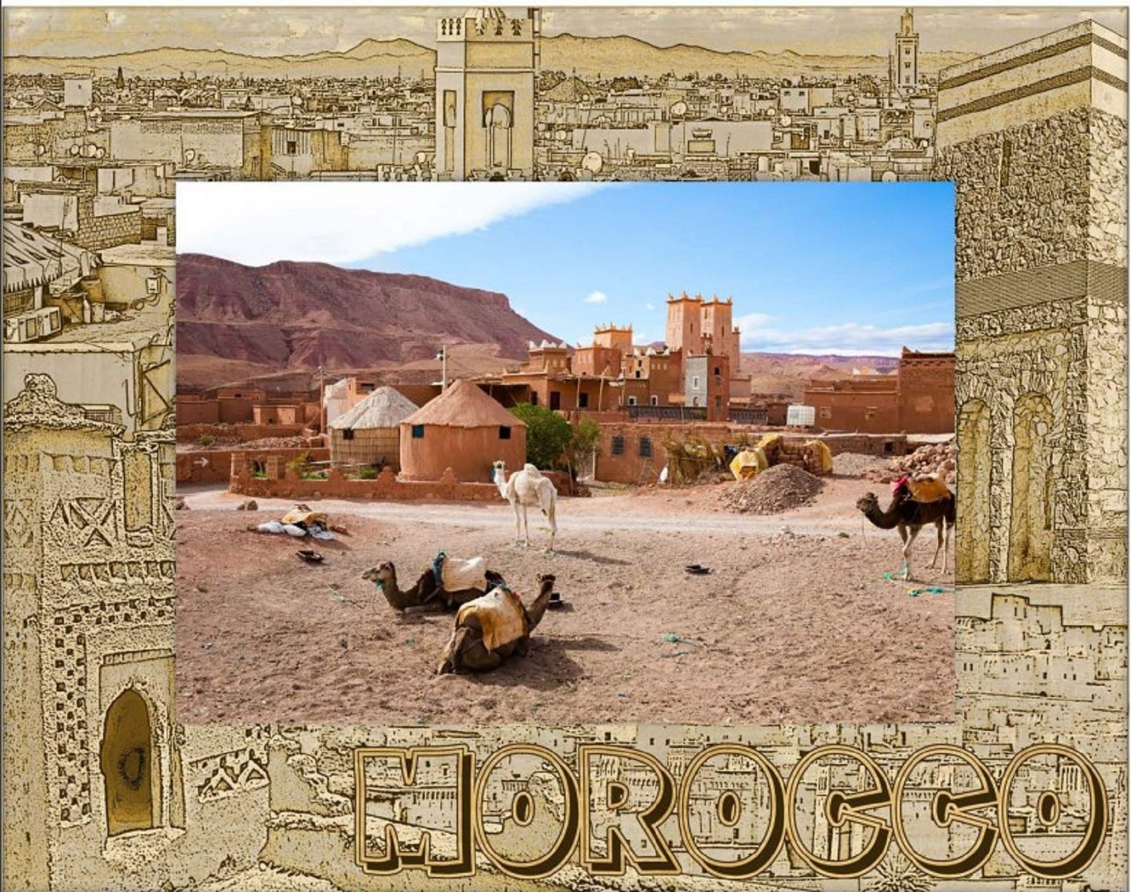 Handcrafted Morocco Laser Engraved Wood Picture Frame 3x5 Inches - Perfect for Wedding Photos, Home Decor & Gift Giving