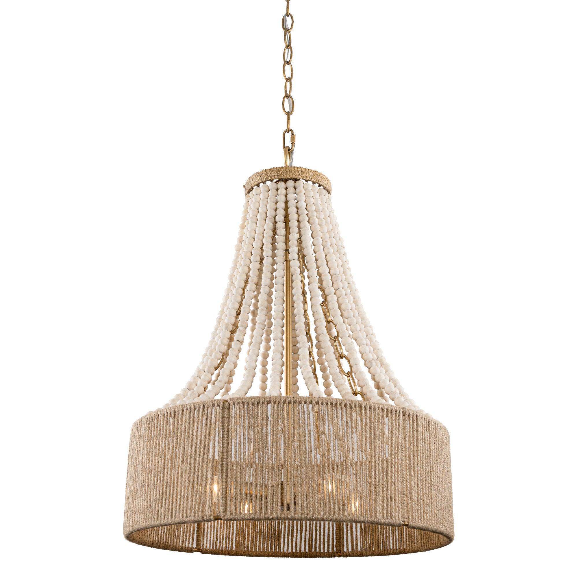 4-Light Golden Farmhouse Chandelier - Damp Rated for Indoor/Outdoor Use - Perfect for Dining Room, Kitchen, or Covered Patio Lighting