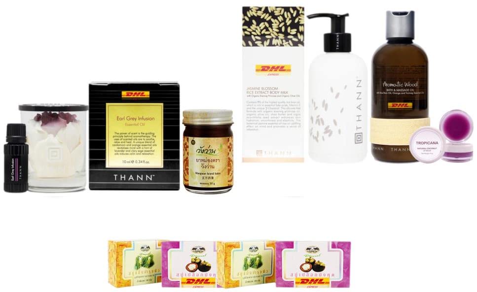 Thann Earl Gray Infusion Essential Oil & Jasmine Blossom Body Milk Set (E-5295) with DHL Express Shipping - Perfect for Aromatherapy, Spa Days & Self-Care Gifts - Free Tomato Facial Mask Included