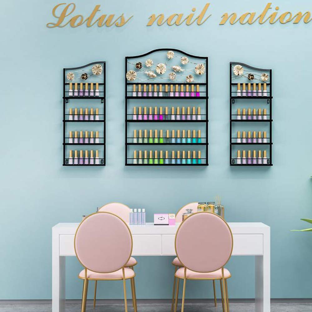 4-Tier Metal Wall Mount Nail Polish Organizer - Lipstick & Perfume Display Rack for Salon & Retail Store - Space Saving Cosmetic Storage Solution for Home, Salon and Shop Organization