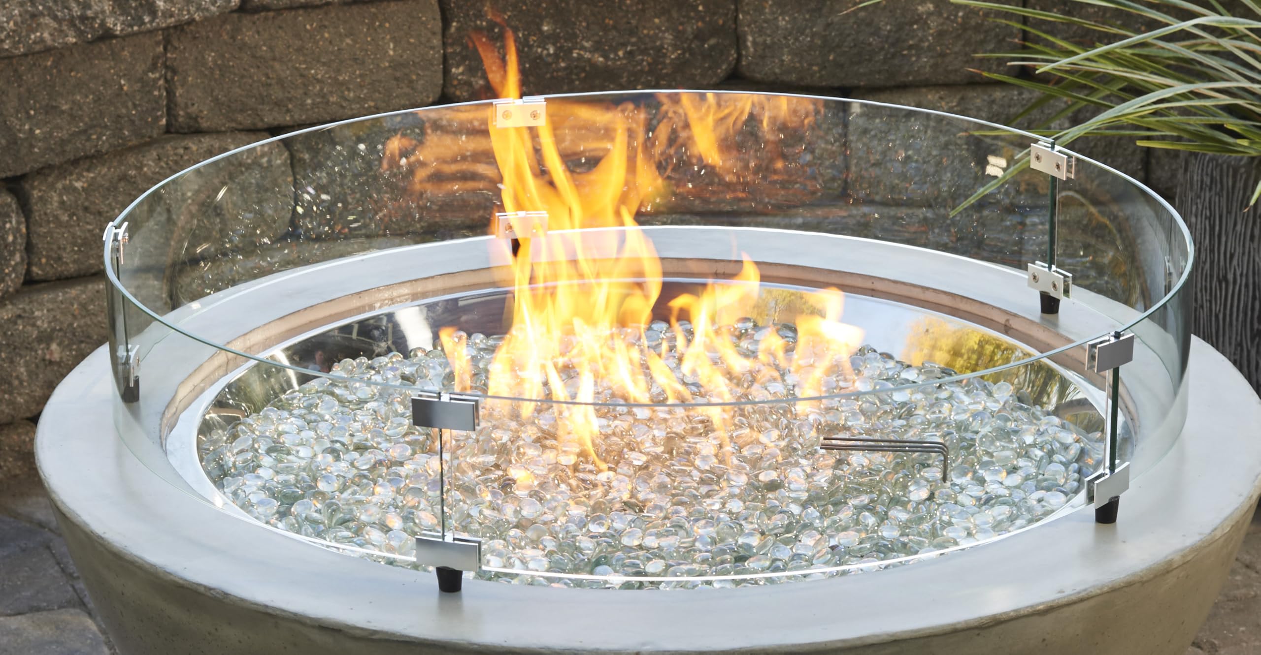 Outdoor Great Room Glass GUARD-30-R Fire Pit Fence for CF-30 Burner - Perfect for Patio, Backyard, and Campfire Safety