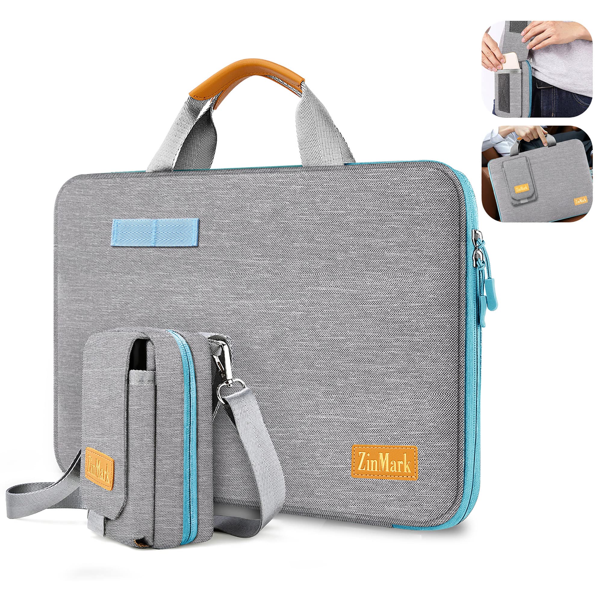 Premium 13-14 Inch Laptop Sleeve Case with Detachable Belt Bag - Shockproof & Water-Resistant Protection for MacBook Pro 14, MacBook Air/Pro 13.3