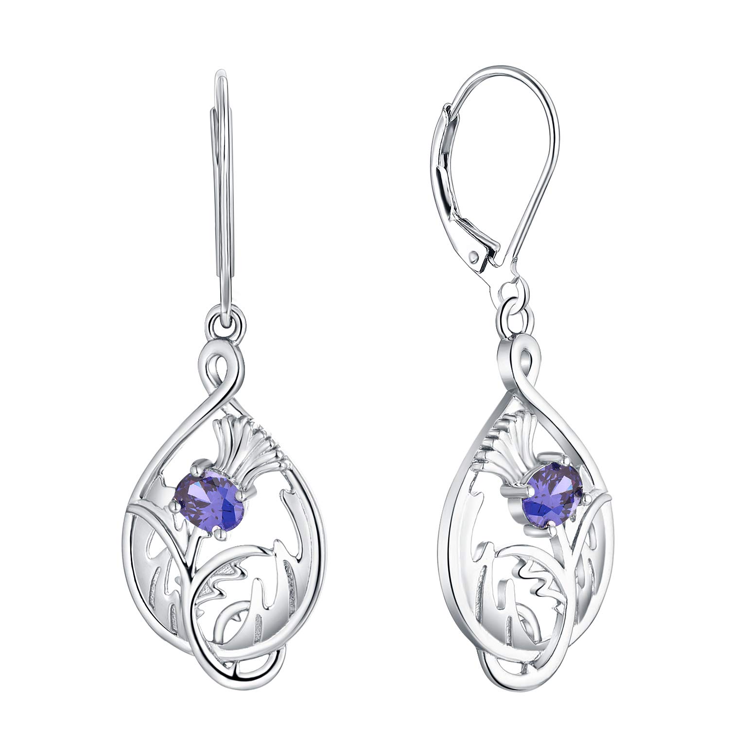 Scottish Thistle Earrings 925 Sterling Silver - Women's Jewelry for Outlander Fans & Gifts