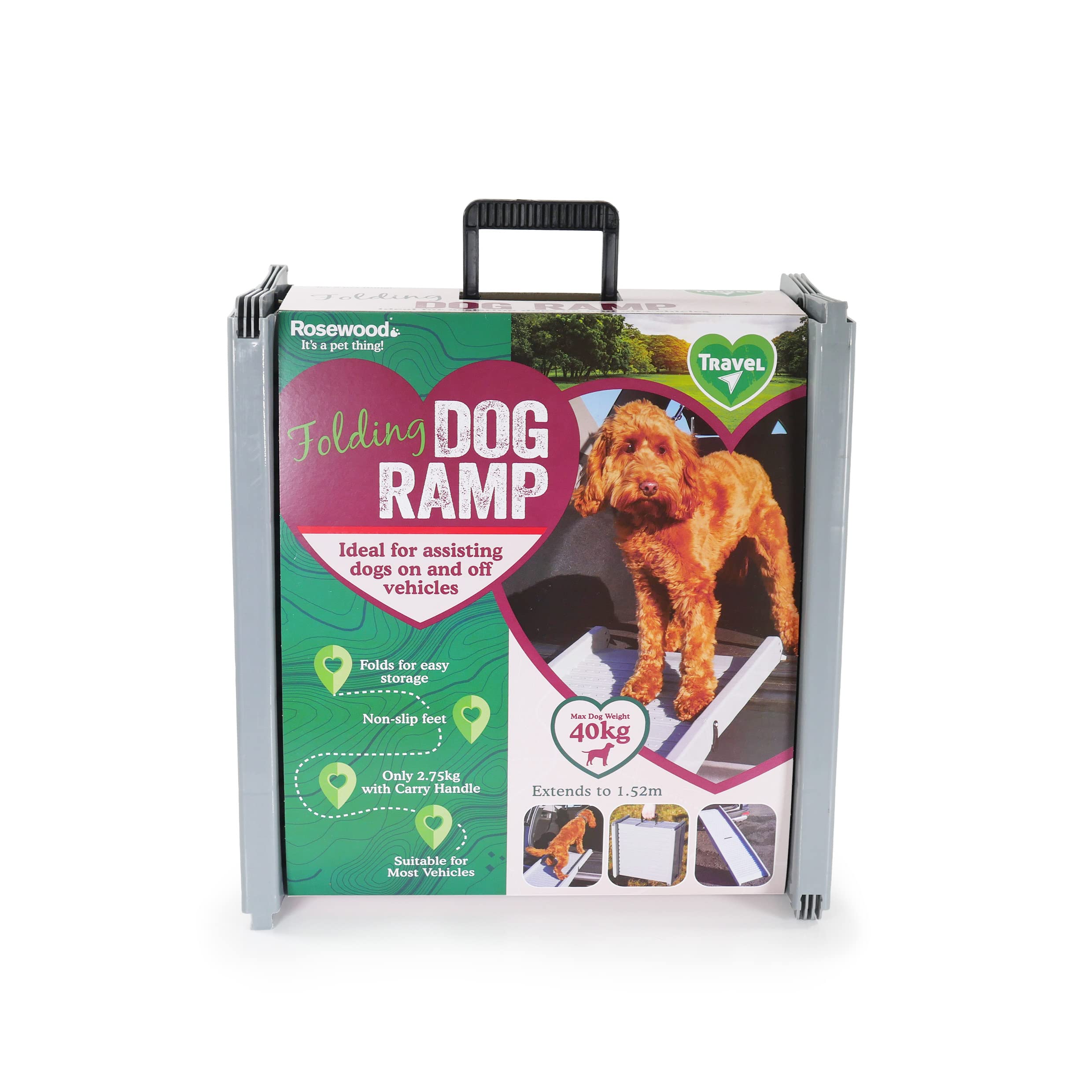 Premium Rosewood Folding Dog Ramp for Cars & SUVs - Lightweight Portable Pet Stairs for Small to Medium Dogs - Perfect for Travel, Vet Visits & Home Use