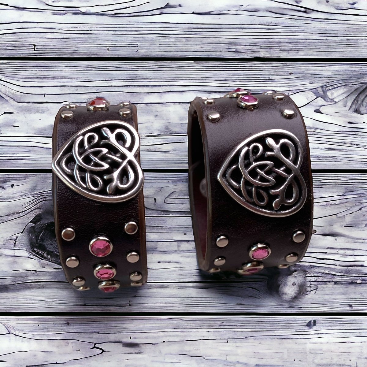 Celtic Matching Cuff Leather Bracelet for Men & Women - Handmade Genuine Leather Wristband - Perfect for Couples, Weddings, Anniversaries & Celtic-Themed Events