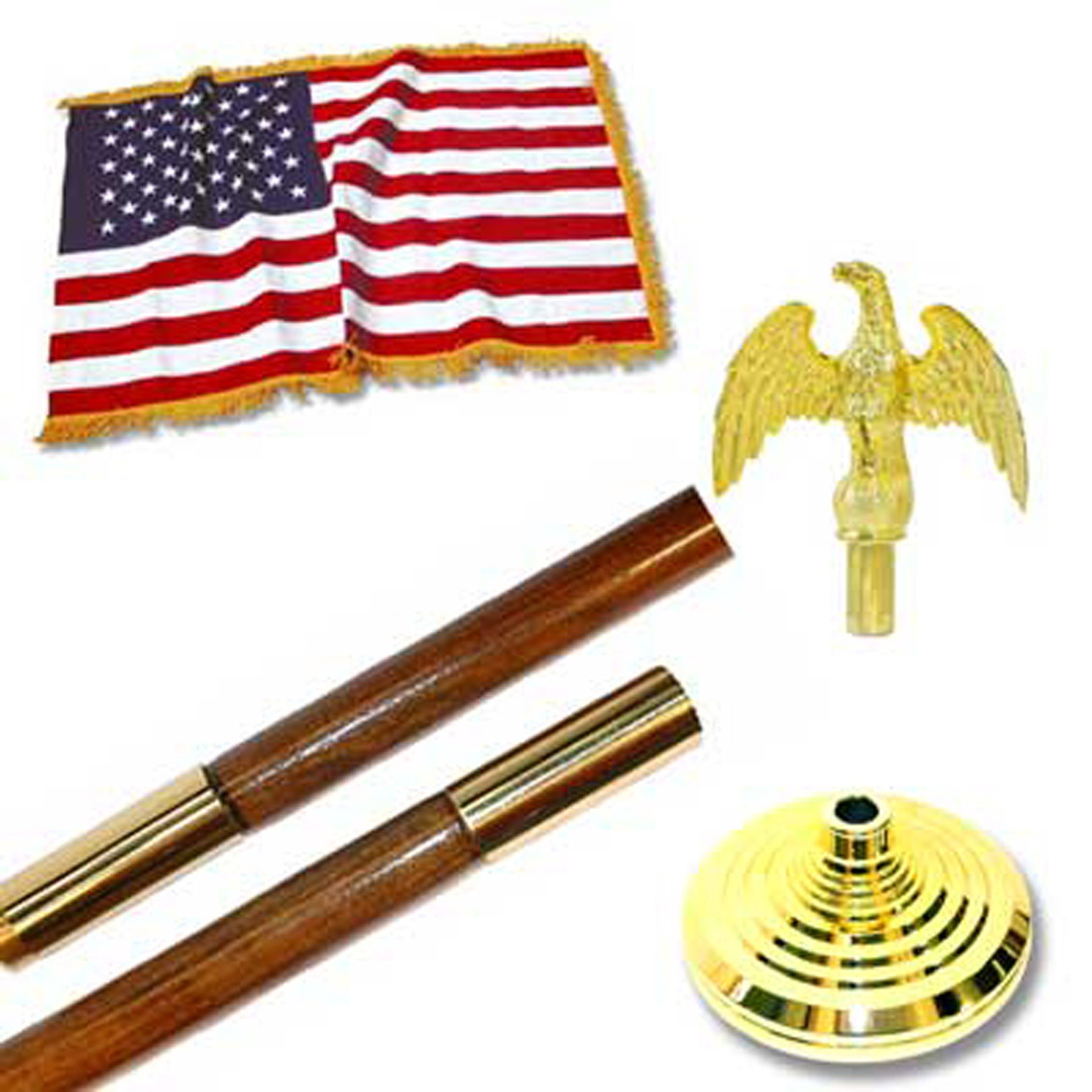 8ft American Flag Set for Indoor Display - Valley Forge Premium US Flag with Brass Grommets - Perfect for Homes, Offices & Classrooms