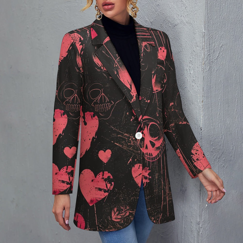 Vintage Gothic Pink Blazer for Women - Stylish Casual Suit Jacket - Perfect for Office Wear, Date Night & Gothic Fashion Outfits