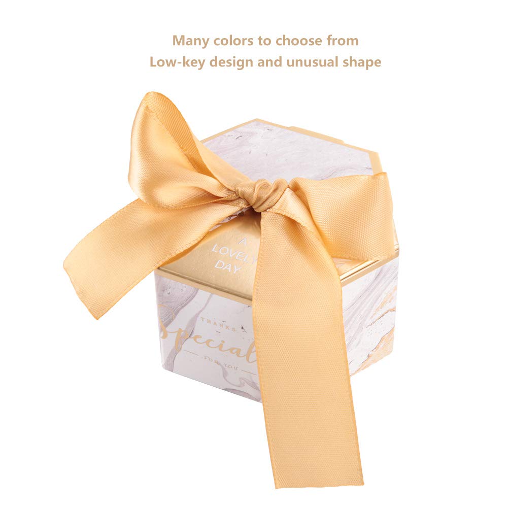 Zerodis 30-Pack Gold Wedding Favor Boxes with Ribbon - Elegant Candy Gift Bags for Bridal Showers, Birthday Parties & Christmas Celebrations - Perfect for Wedding Favors, Baby Showers and Holiday Gift Giving