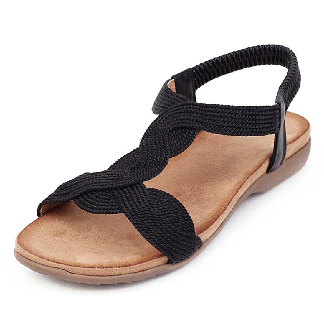 JARO VEGA Women's T-Strap Flat Sandals - Open Toe Ankle Strap Casual Summer Shoes for Beach, Vacation & Everyday Wear