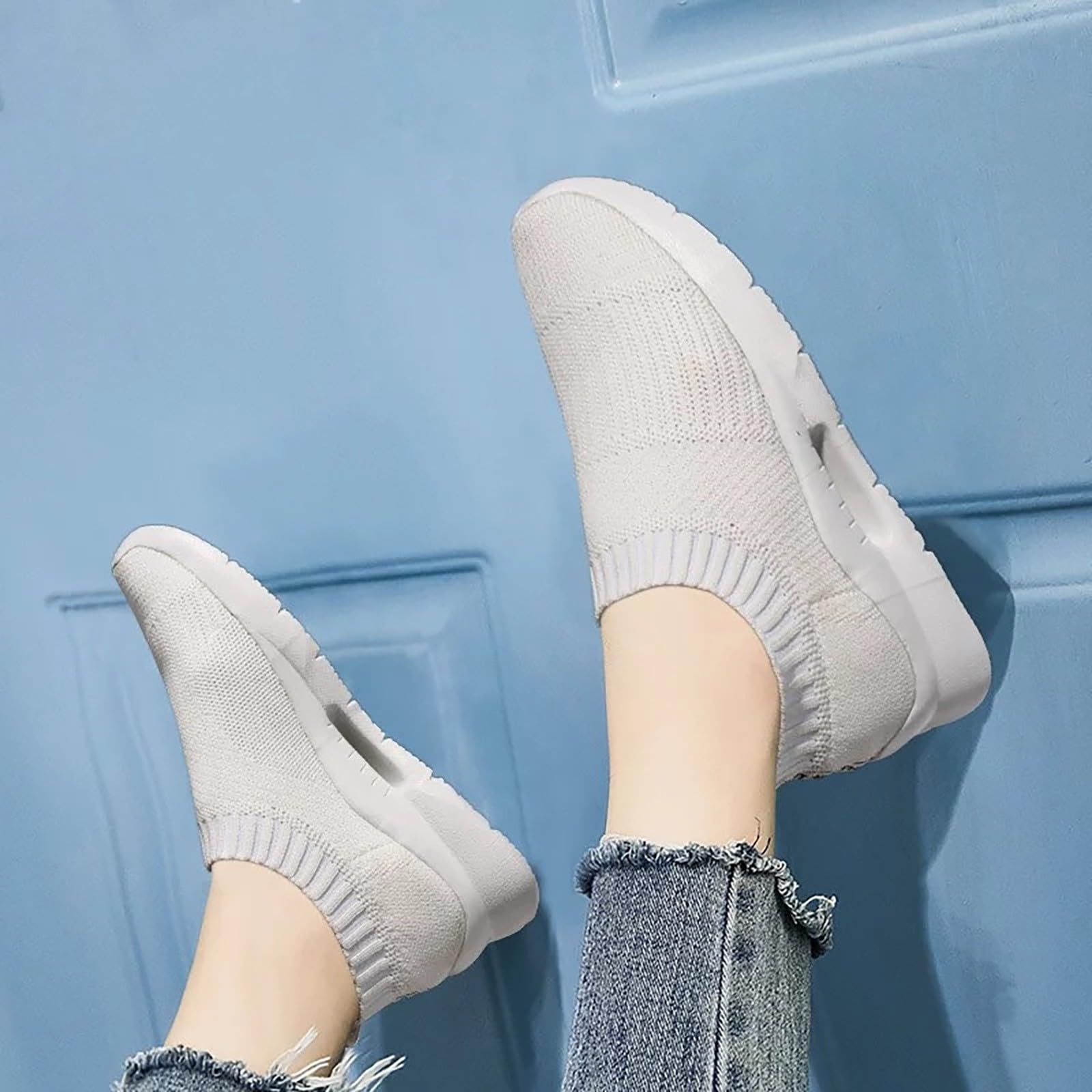 Women's & Men's Casual Loafers Sneakers - Non-Slip Arch Support Walking Shoes for Work & Tennis | Brown & White Slip-On Comfort