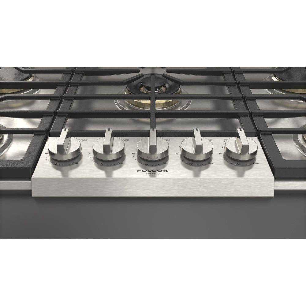Fulgor Milano 36 Inch 600 Series 5-Burner Gas Cooktop in Stainless Steel (F6PGK365S1) - Perfect for Modern Kitchens & Professional Cooking