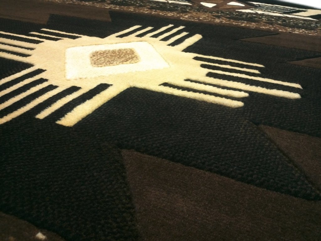 Champion Rugs Southwest Native American Round Area Rug - 7x7 Feet Chocolate Brown - Perfect for Living Room, Bedroom & Boho Decor