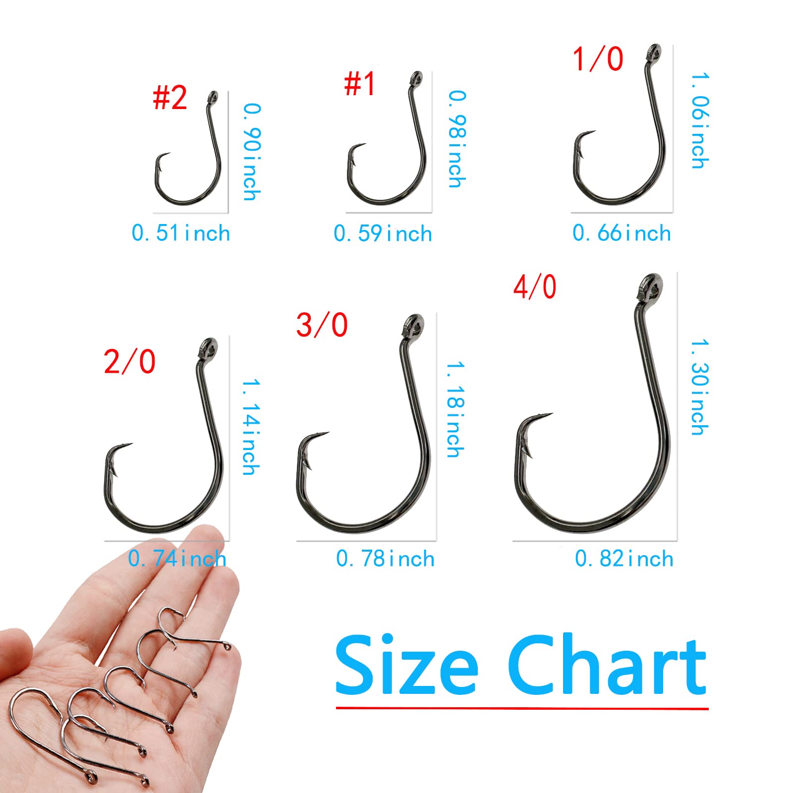 150pcs Saltwater Circle Fishing Hooks - 6 Sizes Octopus & Catfish Hooks, High Carbon Steel with Portable Plastic Box - Perfect for Deep Sea Fishing, Surf Casting & Freshwater Angling