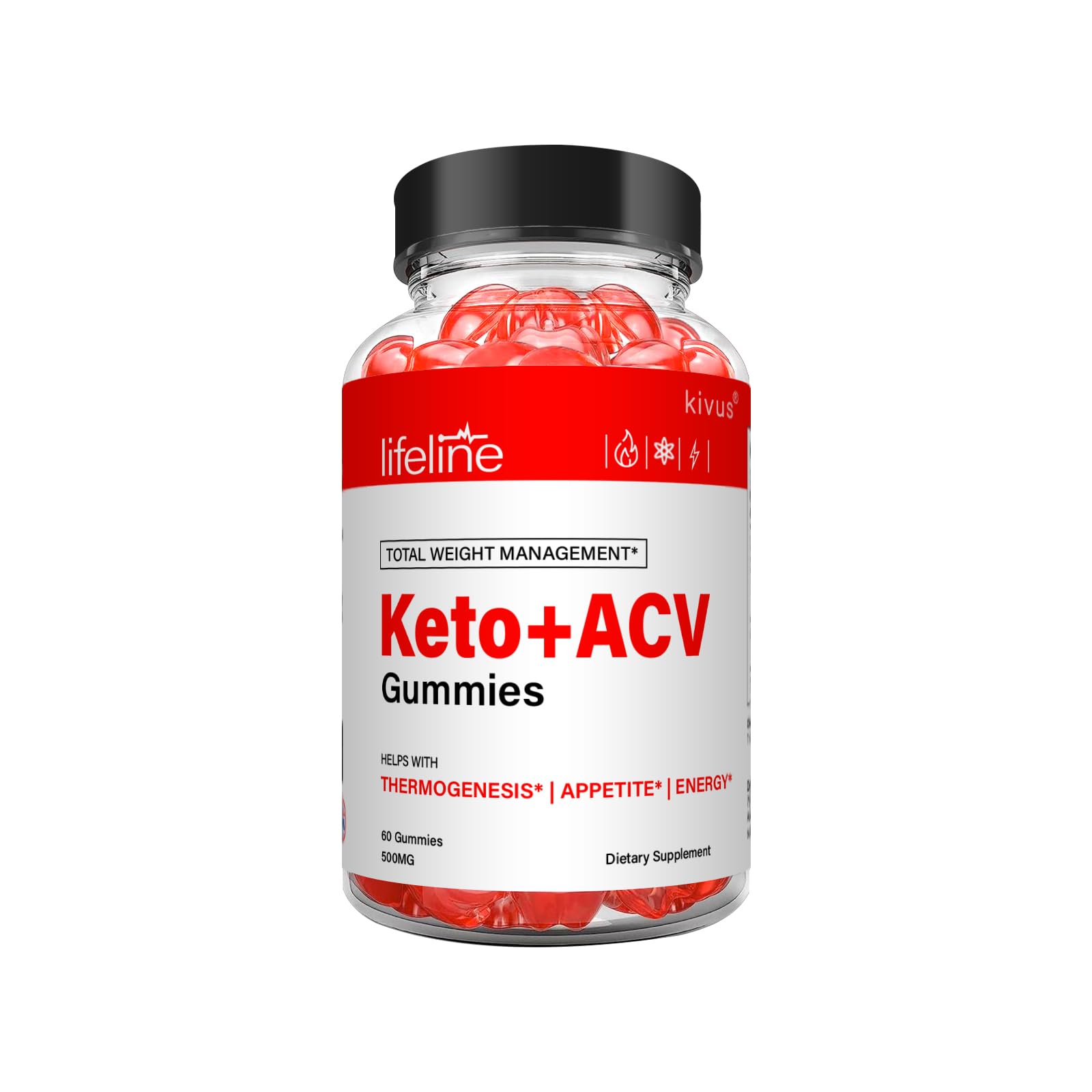 Kivus Lifeline Keto ACV Gummies - Apple Cider Vinegar Weight Loss Supplement (60 Count) for Ketogenic Diet Support & Energy Boost - Perfect for On-the-Go Healthy Snacking & Wellness Routine