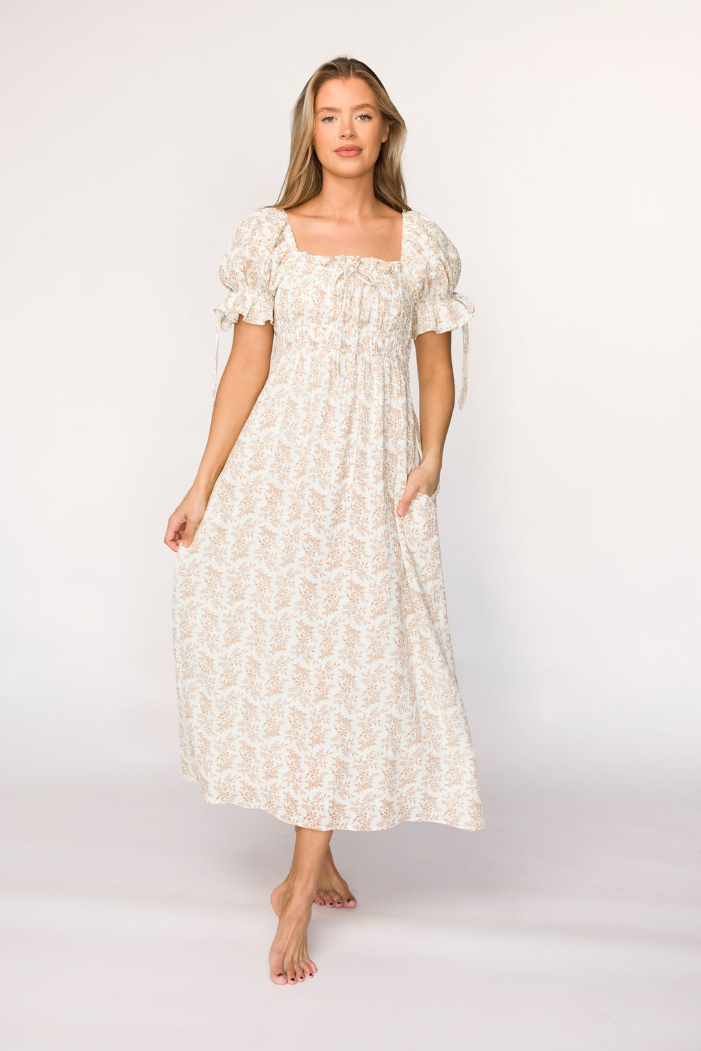 Savanna Steppe 100% Cotton Maternity Dress in Taupe - Bump Friendly & Inclusive Sizing (S-3XL) | Perfect for Pregnancy, Nursing, and Everyday Comfort
