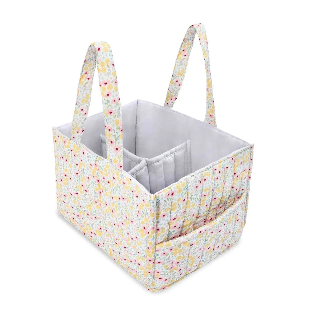 Avery Row Wildflower Diaper Caddy Organizer - Portable Baby Essentials Storage for Nursery, Changing Table, and Travel - Perfect for Diapers, Wipes, and Baby Care Items