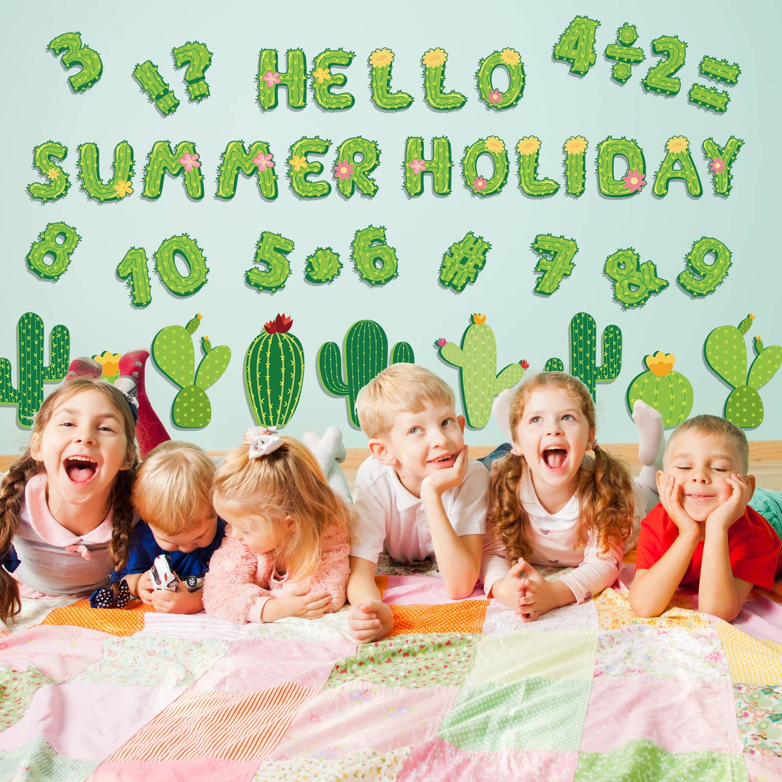 Whaline 110Pcs Cactus Classroom Decor Set - Alphabet Letters, Numbers & Symbols Cutouts for Bulletin Boards, DIY Projects, Back to School Decorations - Perfect for Kids Classroom, Summer Party, and Cactus-Themed Events