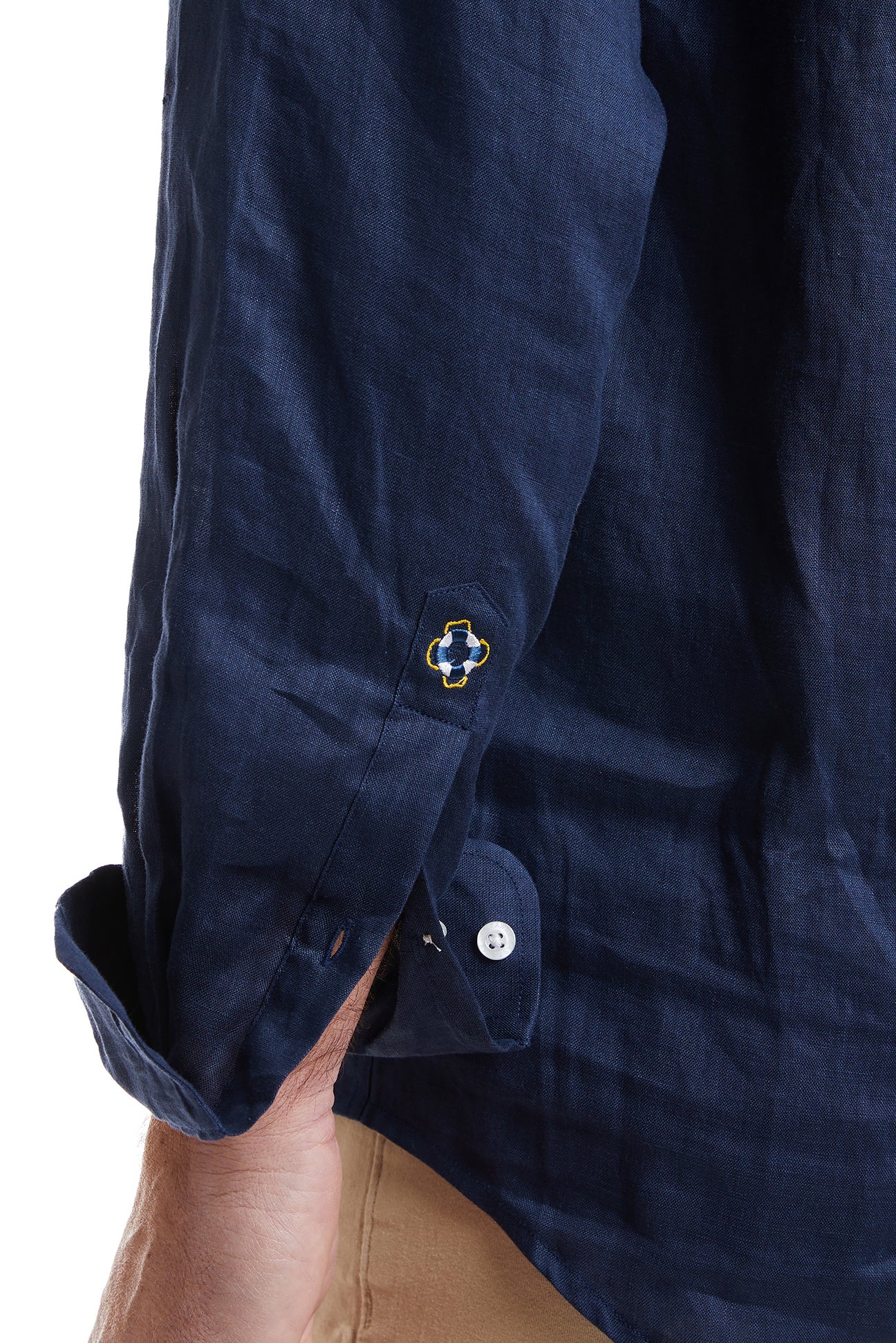 Chase Shirt Nantucket Navy Linen - Premium Men's Casual Linen Shirt for Summer, Beach & Vacation Wear