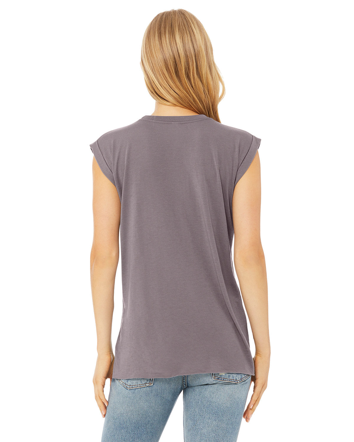 Bella + Canvas 8804 Women's Flowy Muscle Tee with Rolled Cuff Sleeves - Soft & Comfortable Casual T-Shirt for Yoga, Gym, and Everyday Wear