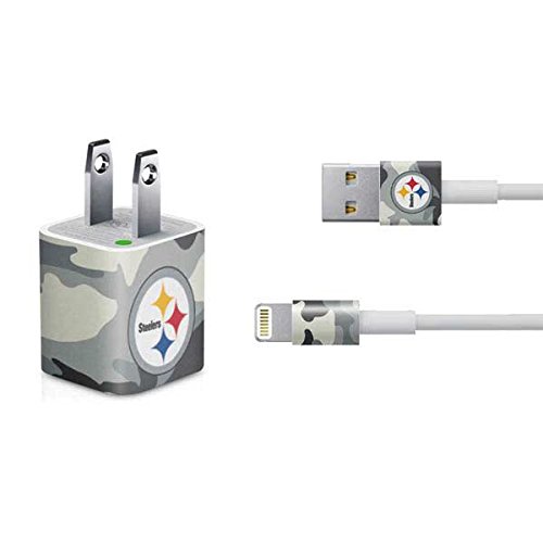 Officially Licensed NFL Pittsburgh Steelers Camo Skin Decal for iPhone Charger (5W USB) - Durable Protective Cover for Home, Office & Travel Accessories