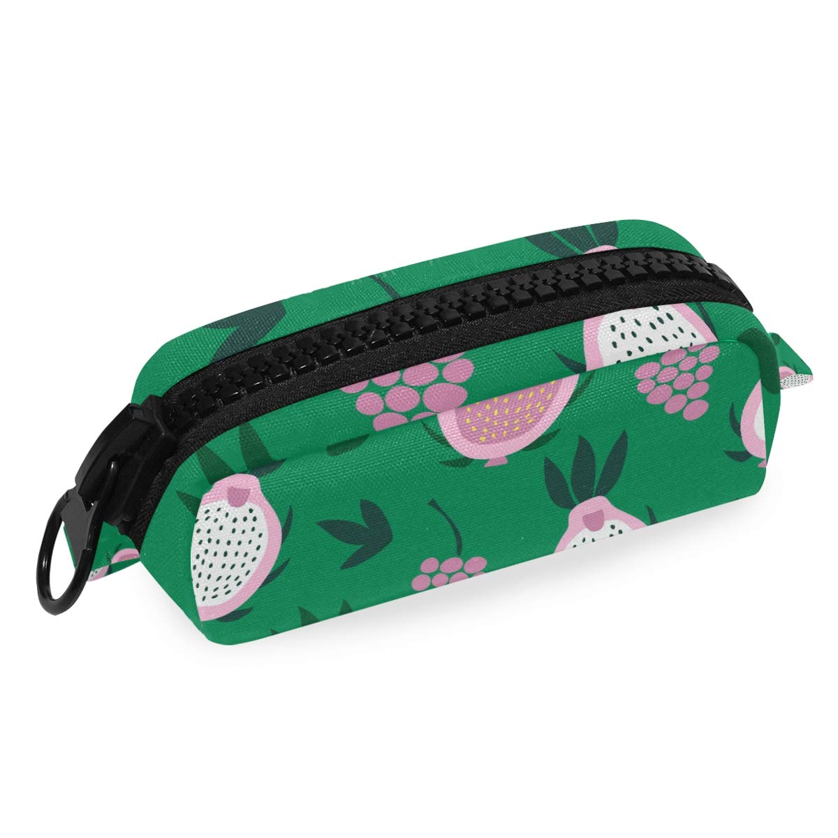 FengJu Large Capacity Pencil Case & Makeup Bag with Big Zipper - Multi-Purpose Organizer for School, Office, Travel (Pitaya & Grapes Design) | Perfect for Teens, Students & Professionals