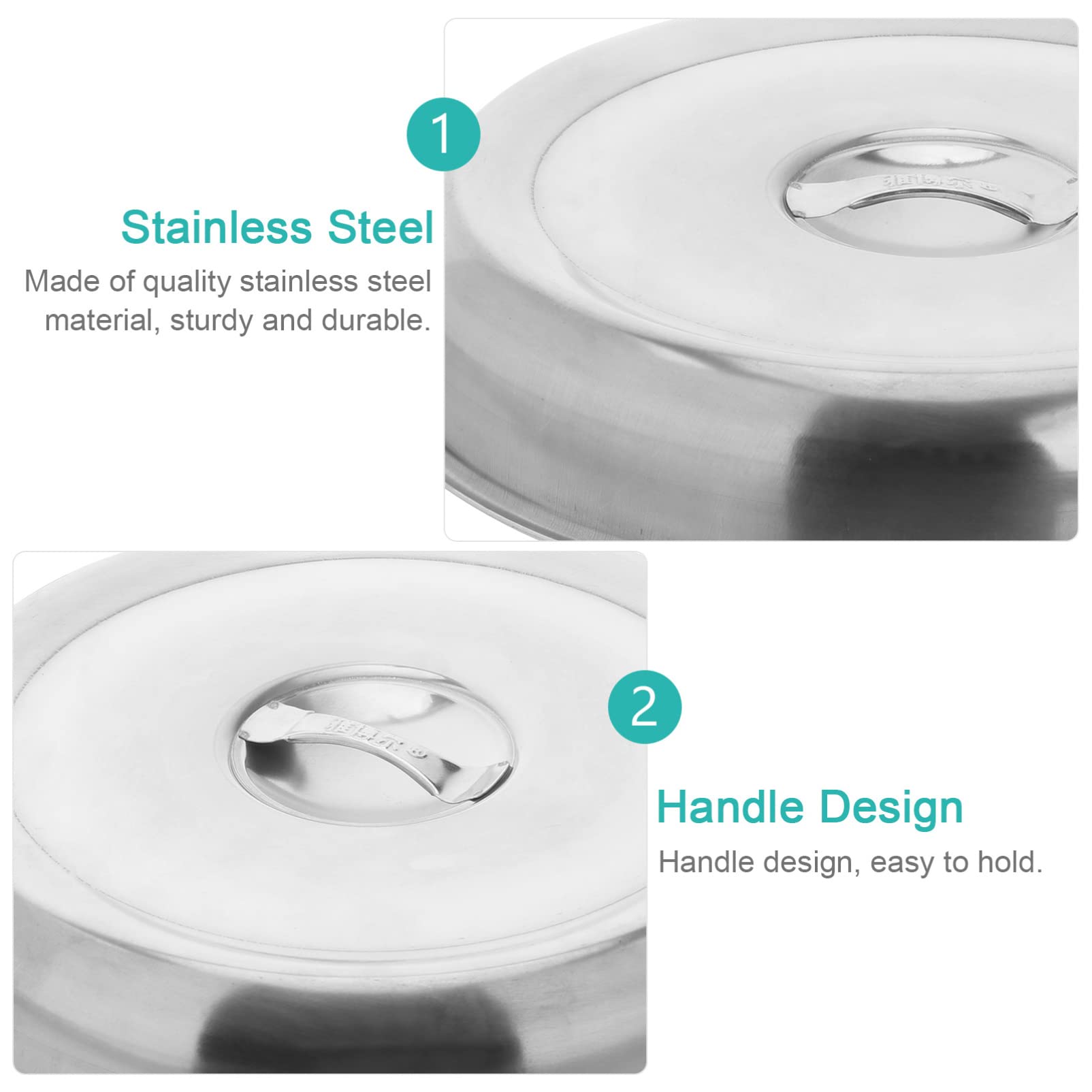 Healeved Stainless Steel Food Cover - 1pc Round Metal Pot Lid, Cheese Dome & Steaming Cover for Steak, Dishes & Pans | Heat-Resistant Kitchen Accessory for Serving, Cooking & Food Protection