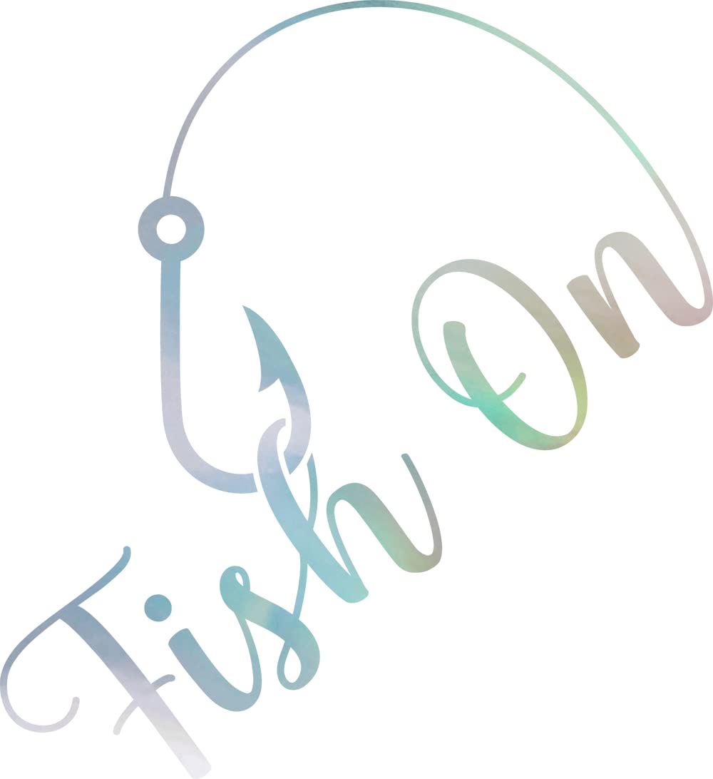 Premium Holographic Fish Fishing Hook Vinyl Decals (Set of 2) - Waterproof Stickers for Laptop, Phone, Helmet, Car Window, Bumper, Mug, Cup, Door & Wall Decor - Perfect for Anglers, Outdoor Enthusiasts & DIY Home Decoration