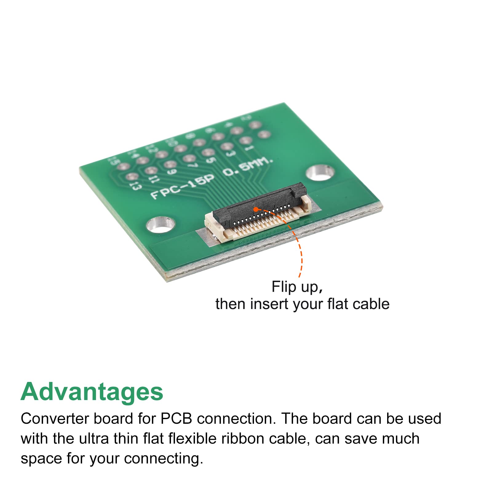 MECCANIXITY FPC FFC PCB Converter Board 15P 0.5mm to DIP 2.54mm Adapter - 0.5mm Socket Side & 1.0mm Back - Compatible with LCD, 3D Printer, Camera, DVD, TV, Laptop, Audio Devices (Pack of 2) - Perfect for DIY Electronics & Circuit Board Projects