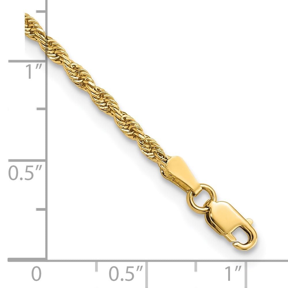 14K Yellow Gold 2mm Diamond-Cut Rope Chain Anklet for Women - Dainty & Elegant Ankle Bracelet - Perfect for Beach, Parties & Everyday Wear
