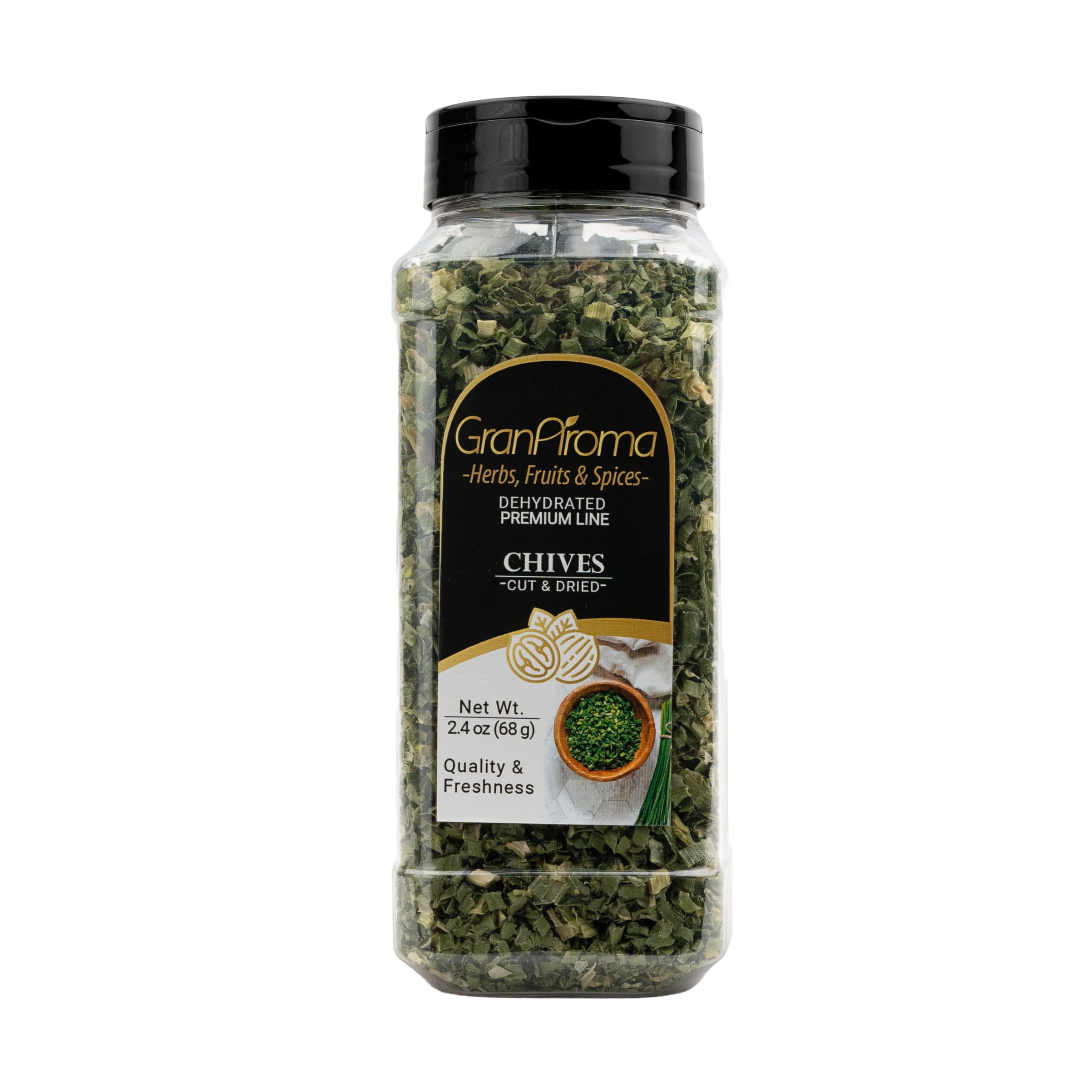 Premium GranAroma Dried Chives - All-Natural Flavor Enhancer for Soups, Potatoes, Salads & More - 2.4oz (68g) Resealable Bag - Perfect for Home Cooking, Meal Prep & Gourmet Dishes