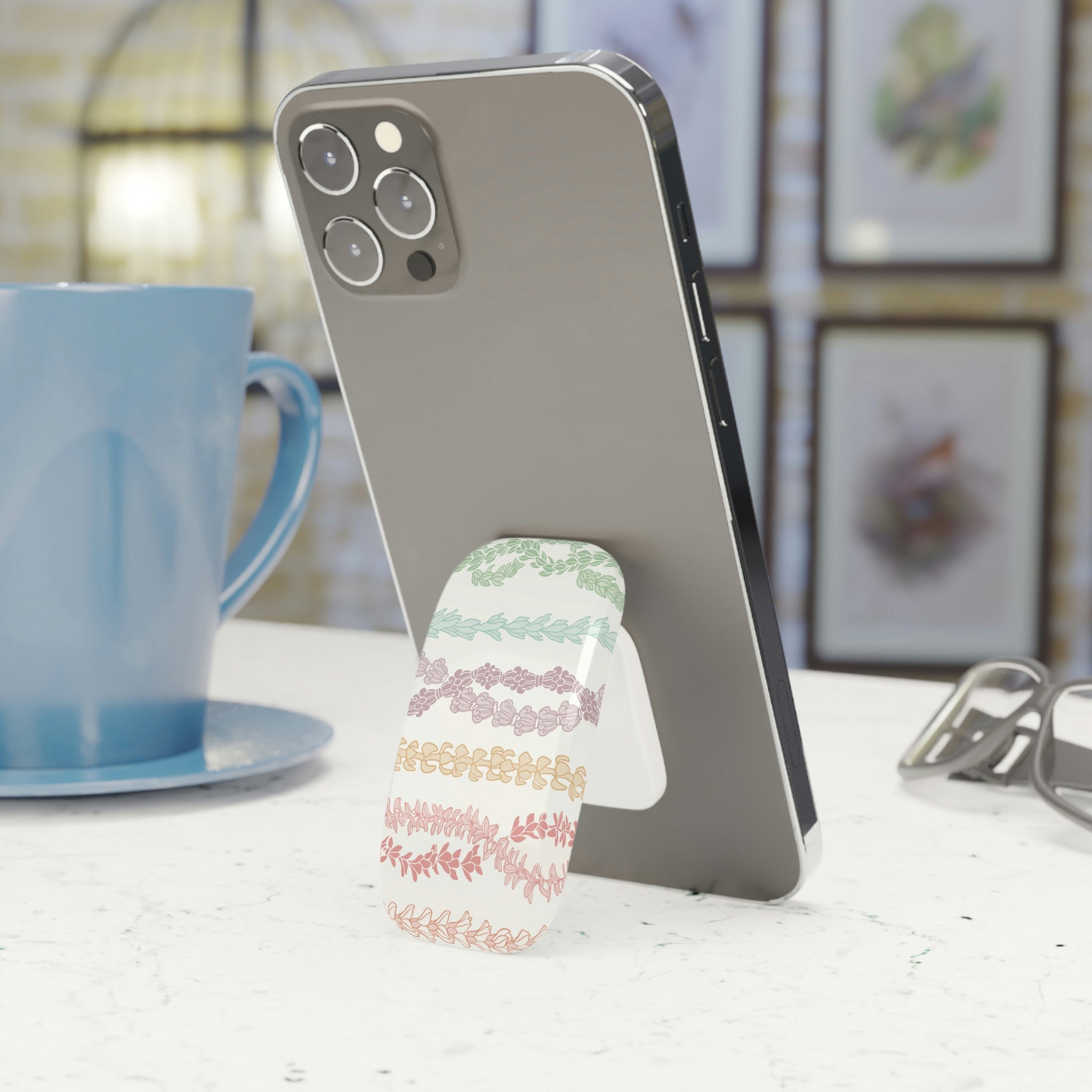 Forever Lei Phone Grip with Click-On Function - Secure & Comfortable Phone Holder for One-Handed Use, Perfect for Selfies, Videos, and Everyday Convenience