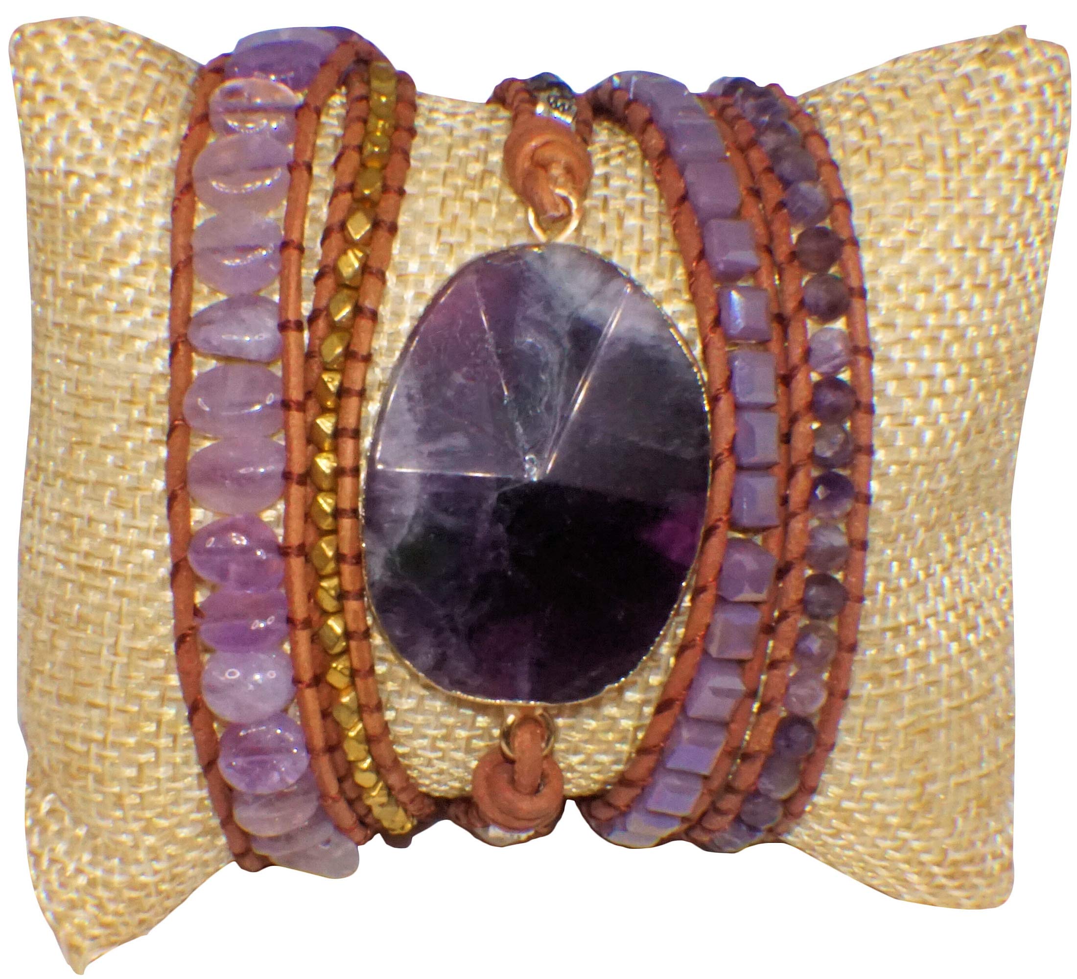 Boho Leather Wrap Bracelet for Women - Premium Handmade Healing Crystal Beaded 5-Strand Wrap Bracelet | Amethyst Gemstone Bohemian Jewelry | Perfect for Yoga, Meditation & Festival Fashion