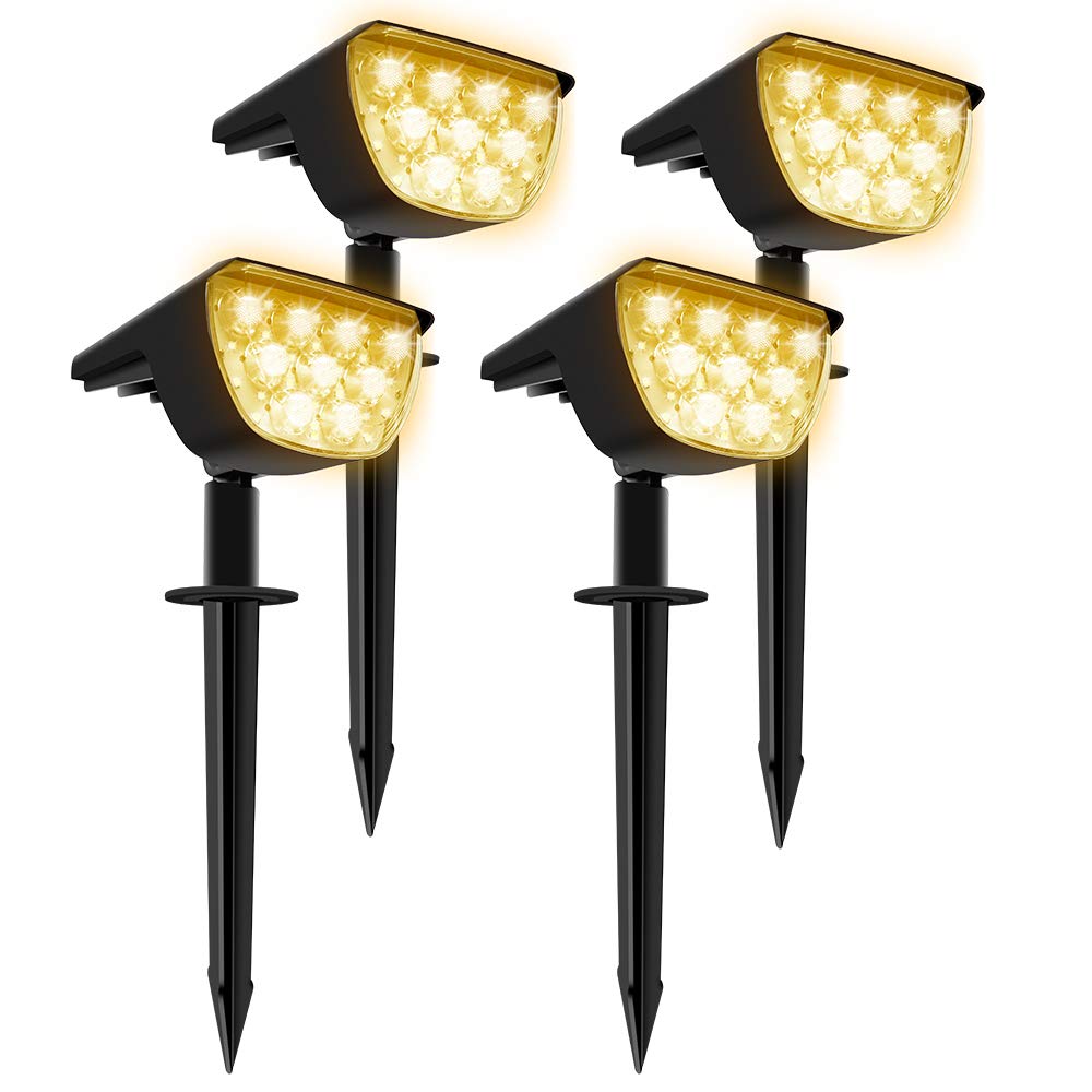 Solar Powered Outdoor Landscape Spotlights - 30 LED Waterproof Wall Lights, 3000K Warm White Security Lighting for Yard, Garden, Driveway, Porch, Walkway, Pool & Patio (4 Pack) | Perfect for Nighttime Safety & Garden Accent Lighting