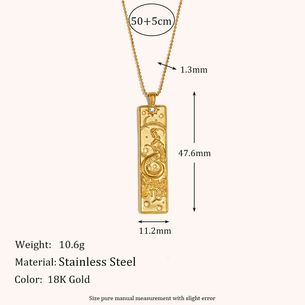 Zodiac Sign Pendant Necklace for Women - 14K Gold Plated Rectangular Charm Necklace | Perfect for Birthday Gifts, Anniversary & Daily Wear | JN3474