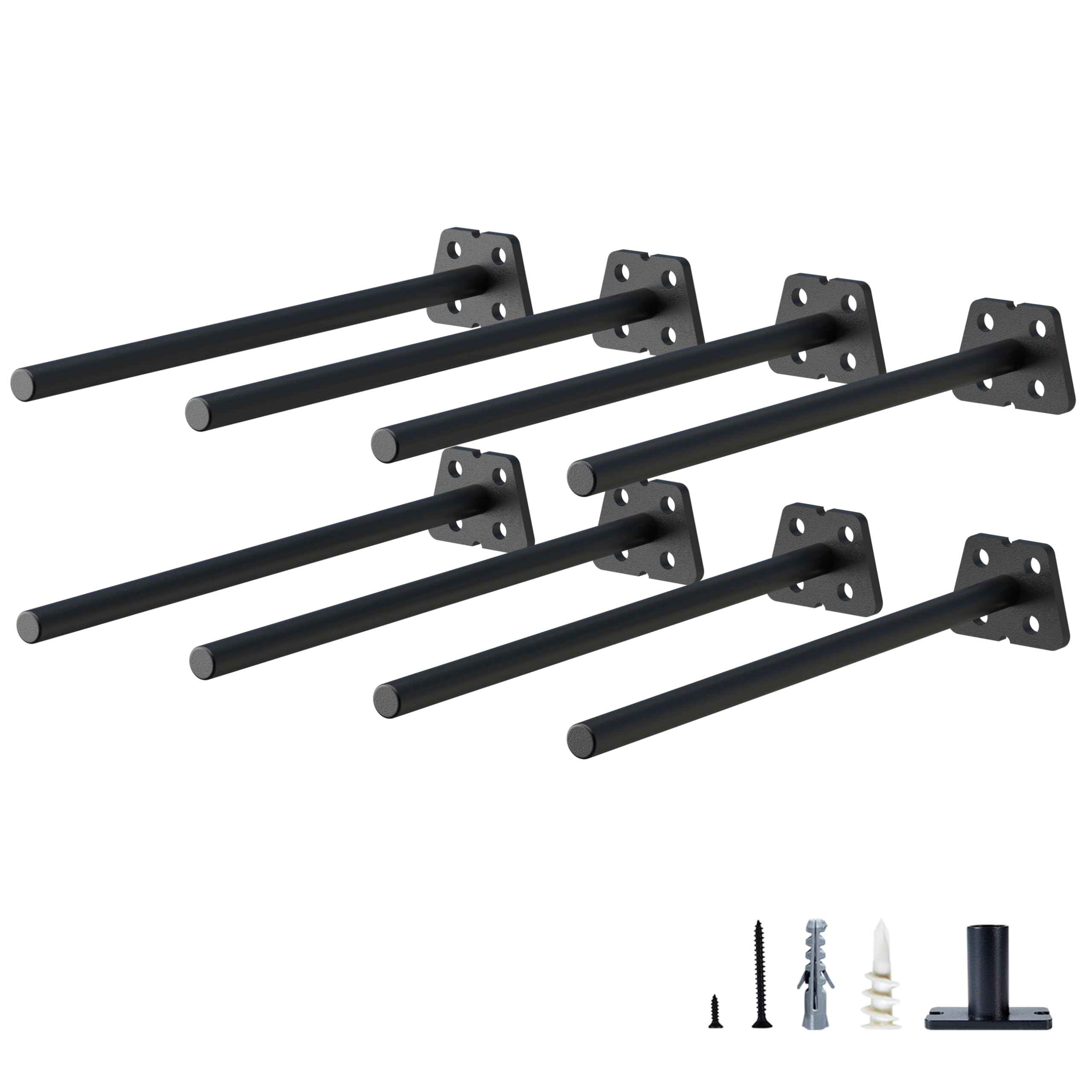 8-Pack Heavy Duty 8 Inch Hidden Floating Shelf Brackets - Invisible Wall Shelf Supports for Kitchen, Fireplace Mantel, Wood Shelves | Black Powder Coated Solid Steel | Perfect for Home Decor, Bathroom Storage & Office Organization