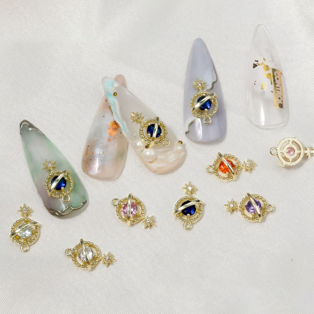 FOMIYES 6Pcs 3D Saturn Planet Nail Gems - DIY Nail Art Charms, Nail Studs for Nail Decoration | Perfect for Galaxy Nail Designs, Space Themed Manicures & Creative Nail Art Projects