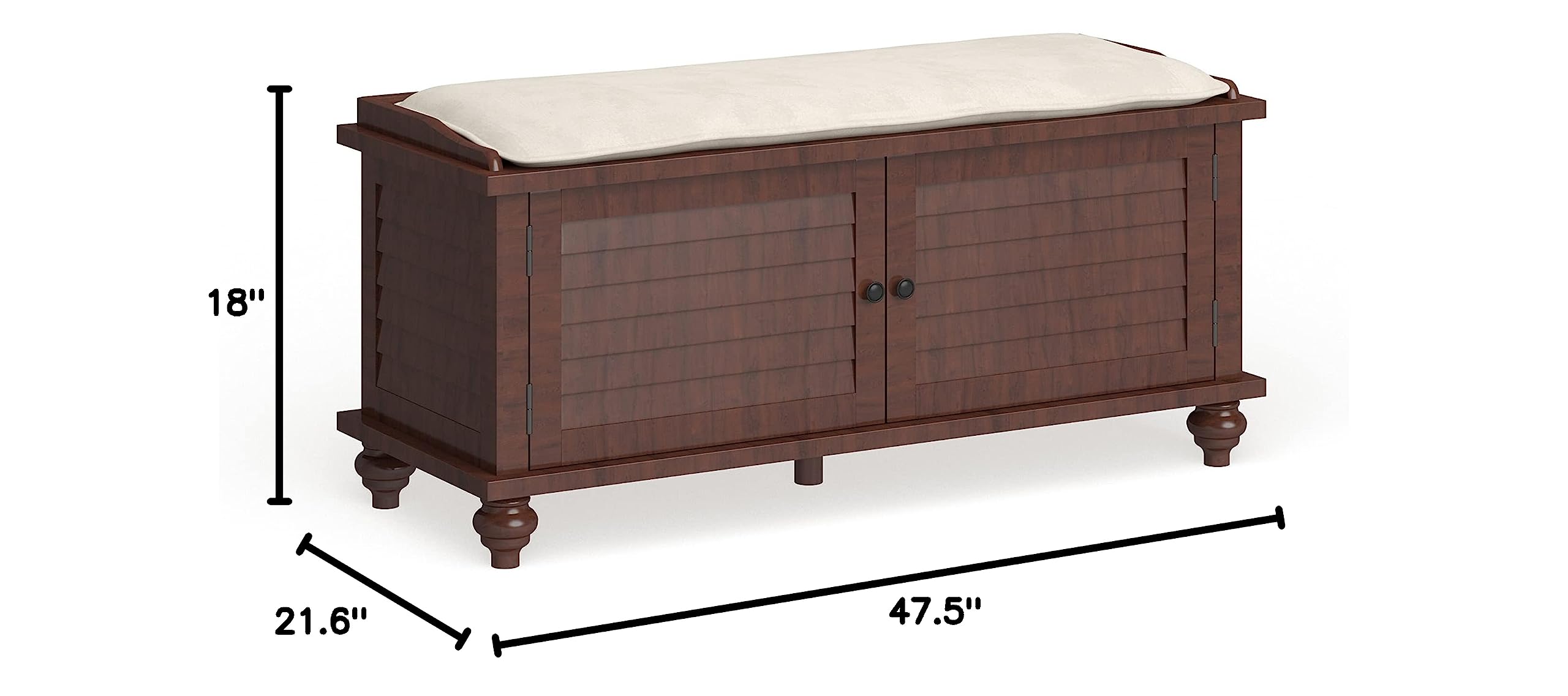 **Inspire Q Maybelle Velvet Cushion Shutter Door Storage Bench - Classic Espresso Finish, Transitional & Farmhouse Style - Perfect for Entryway, Living Room, or Bedroom Storage**