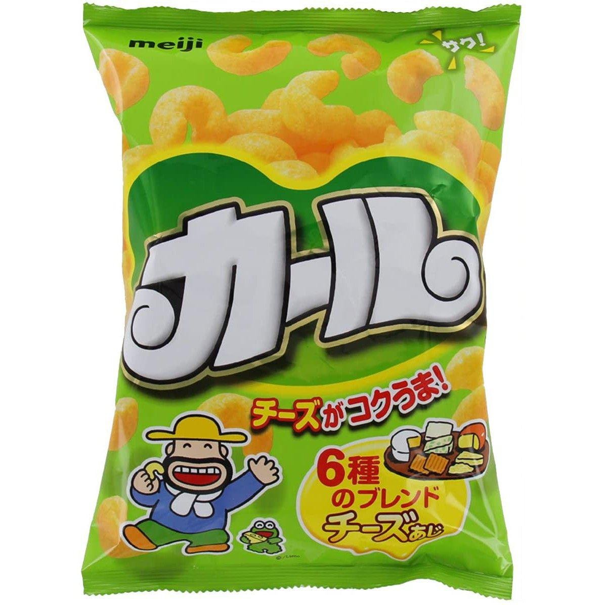 Meiji Karl Cheese Curls Corn Puff Snack - Box of 10 Bags (50g Each) | Crunchy Japanese Cheese Flavored Snacks for Parties, Movie Nights & Lunch Box Treats