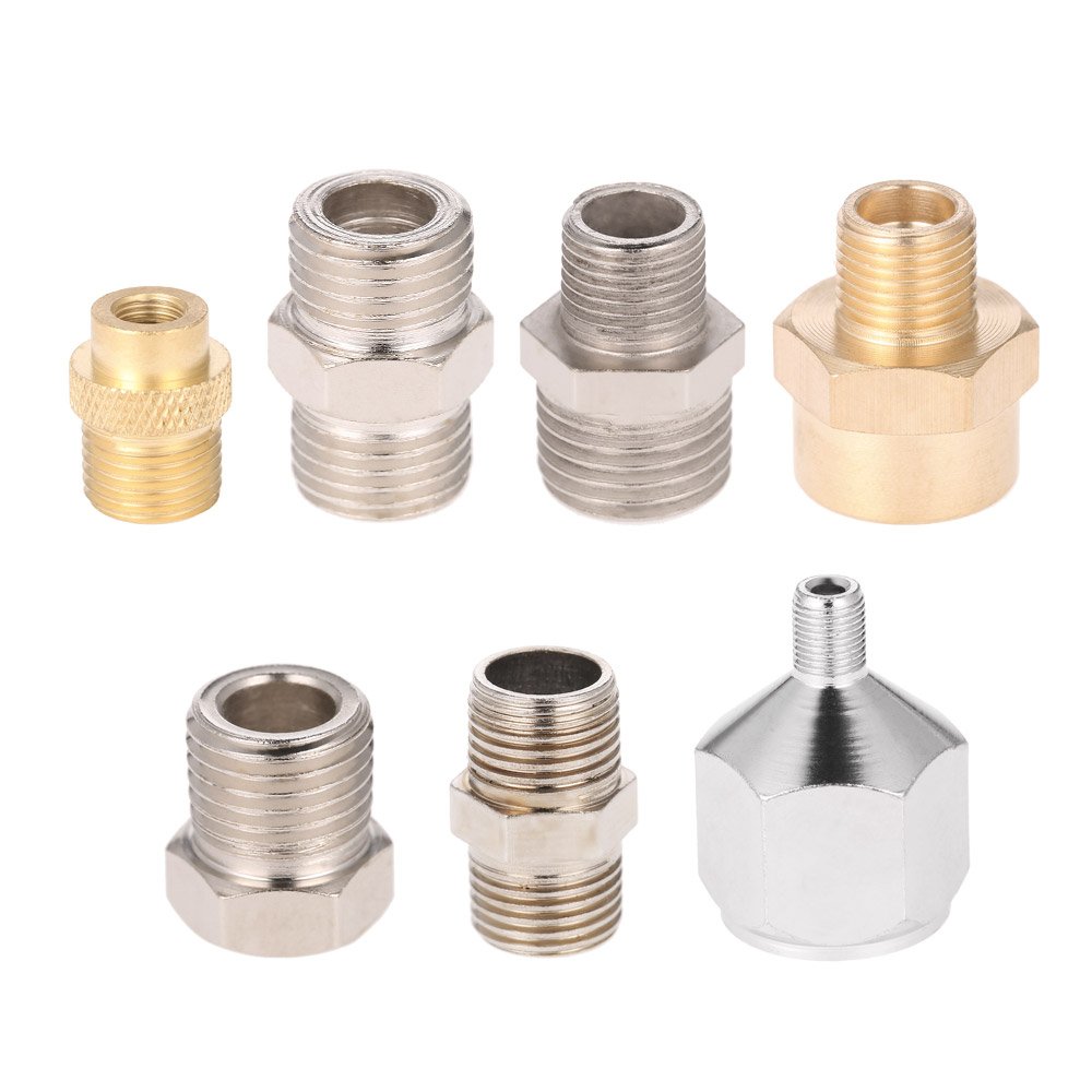 Professional 7-Piece Airbrush Adapter Kit - Universal Fitting Connector Set for Air Compressors & Airbrush Hoses - Perfect for Makeup, Tattoo, Nail Art & Model Painting