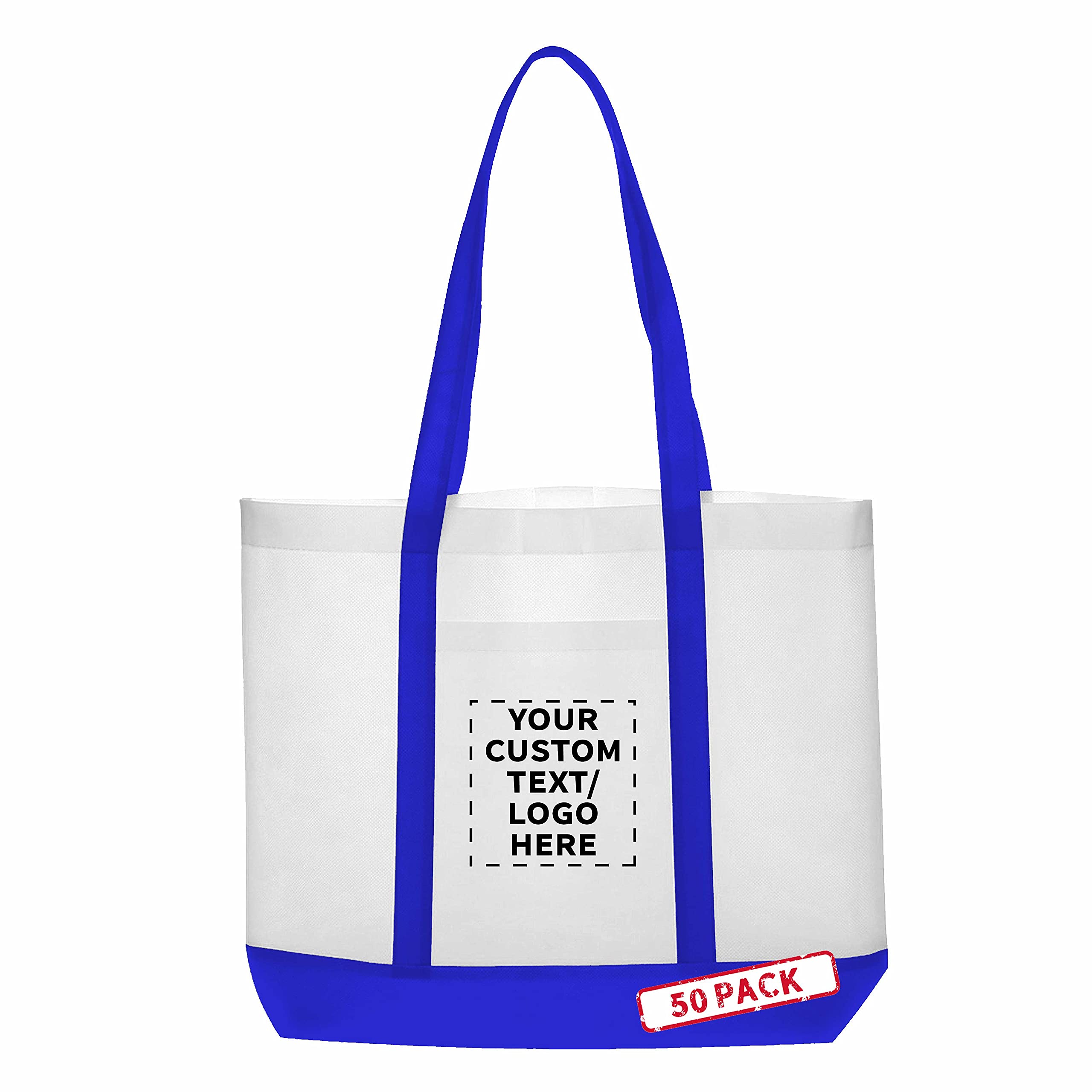 Customizable Non-Woven Tote Bags Set - 50 Pack, Durable & Water Resistant, 18